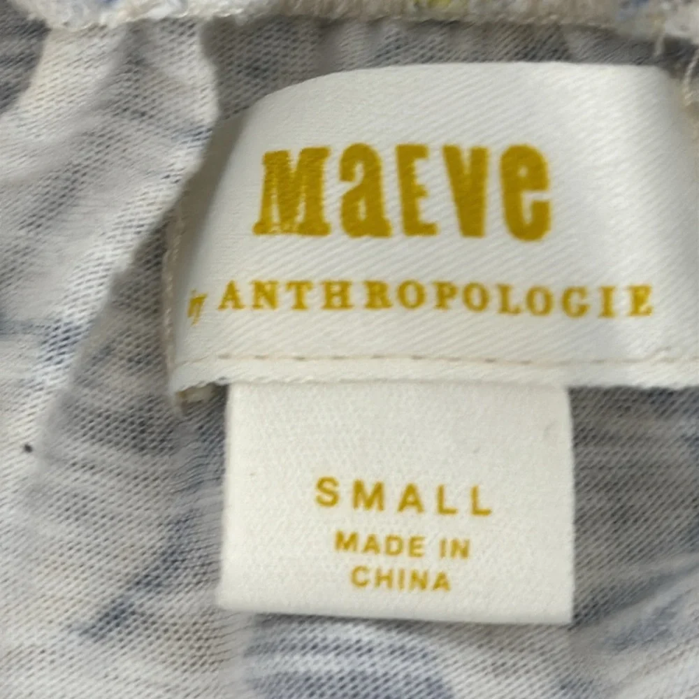 Anthropologie Maeve Blue and Yellow Tiered Maxi Sundress